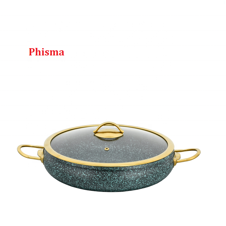 New Collection Pressed Aluminium Cookware Set Granite Non Stick Marble Coating With S/S Handle