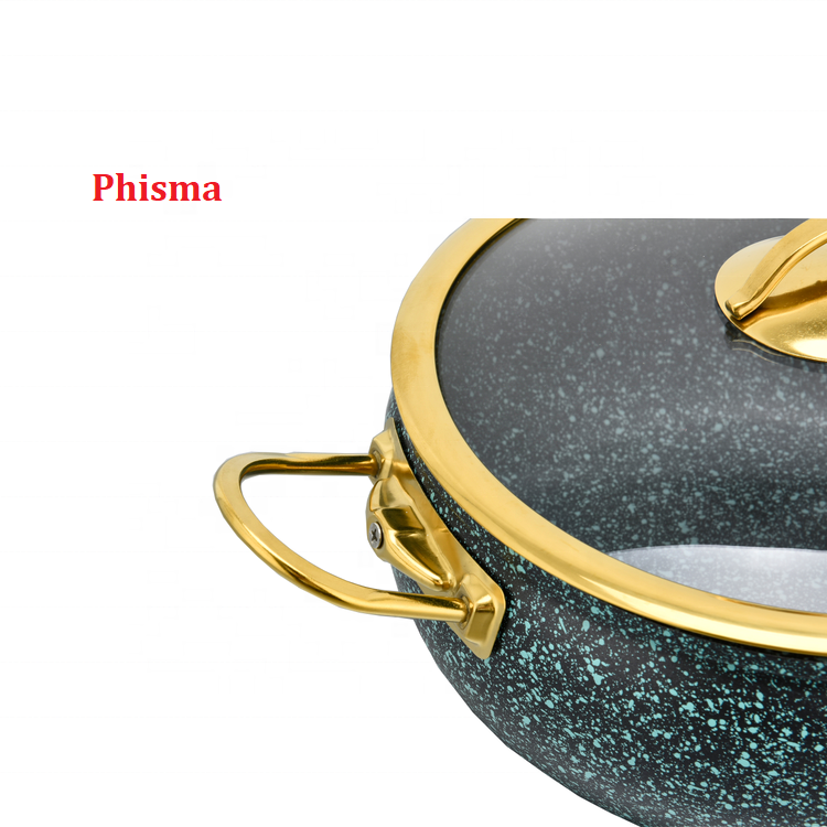 New Collection Pressed Aluminium Cookware Set Granite Non Stick Marble Coating With S/S Handle
