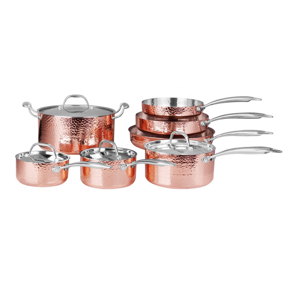 Eco-friendly High Quality Elegant Triply Copper and Stainless Steel Nonstick Rachael Ray Pan Cookware Set