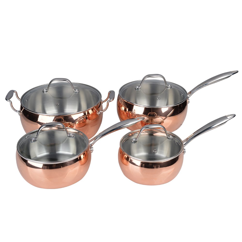 Eco-friendly High Quality Elegant Triply Copper and Stainless Steel Nonstick Rachael Ray Pan Cookware Set