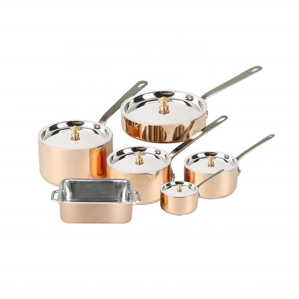 Eco-friendly High Quality Elegant Triply Copper and Stainless Steel Nonstick Rachael Ray Pan Cookware Set