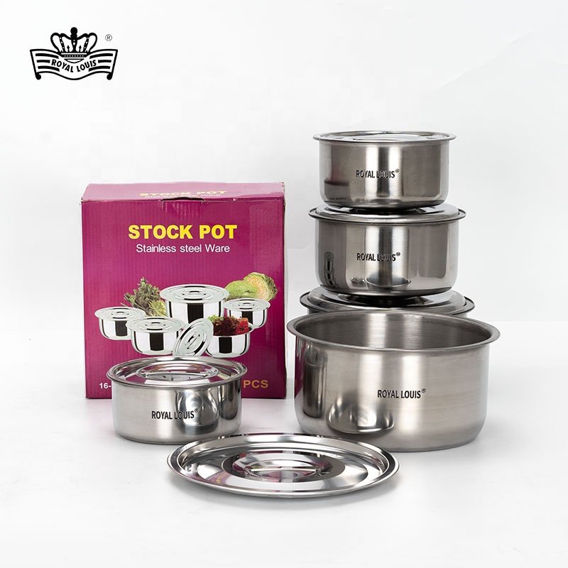 Factory Hot Sale Stainless Steel Cooking Pot 410 Kitchen Stock Pot Soup Pot Set Kitchen Items Cookware Set