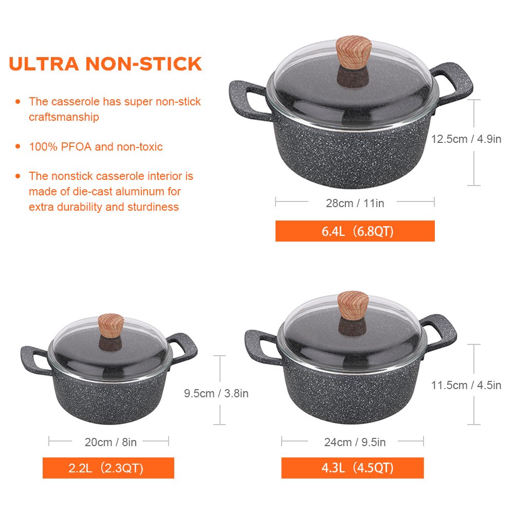 TMAI wholesale 10pcs die casting non stick kitchen star life smile wooden handle cookware set