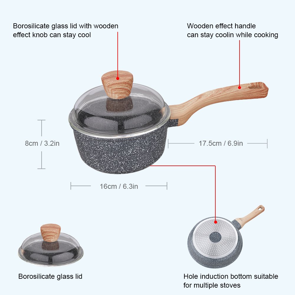 TMAI wholesale 10pcs die casting non stick kitchen star life smile wooden handle cookware set