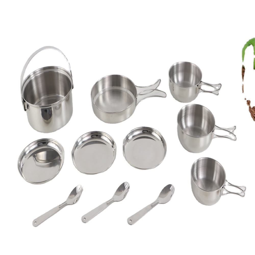 Outdoor portable camping trip picnic cookware multifunctional stainless steel Cooking Cookware Set