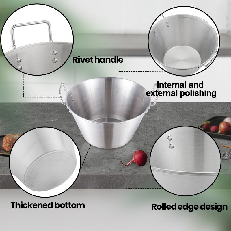 DaoSheng Large Deep Stainless Steel Wok Comals Cazo Griddle Fryer Stainless Steel Frying Pan Suitable for Outdoor Cookware Sets