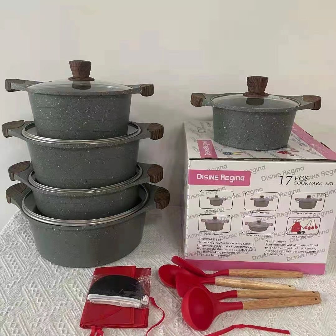 Cooking Casseroles Pots Sets Cooking Cookware Outdoor Cookware 17 pieces None Stick Pot Set Cookware Set