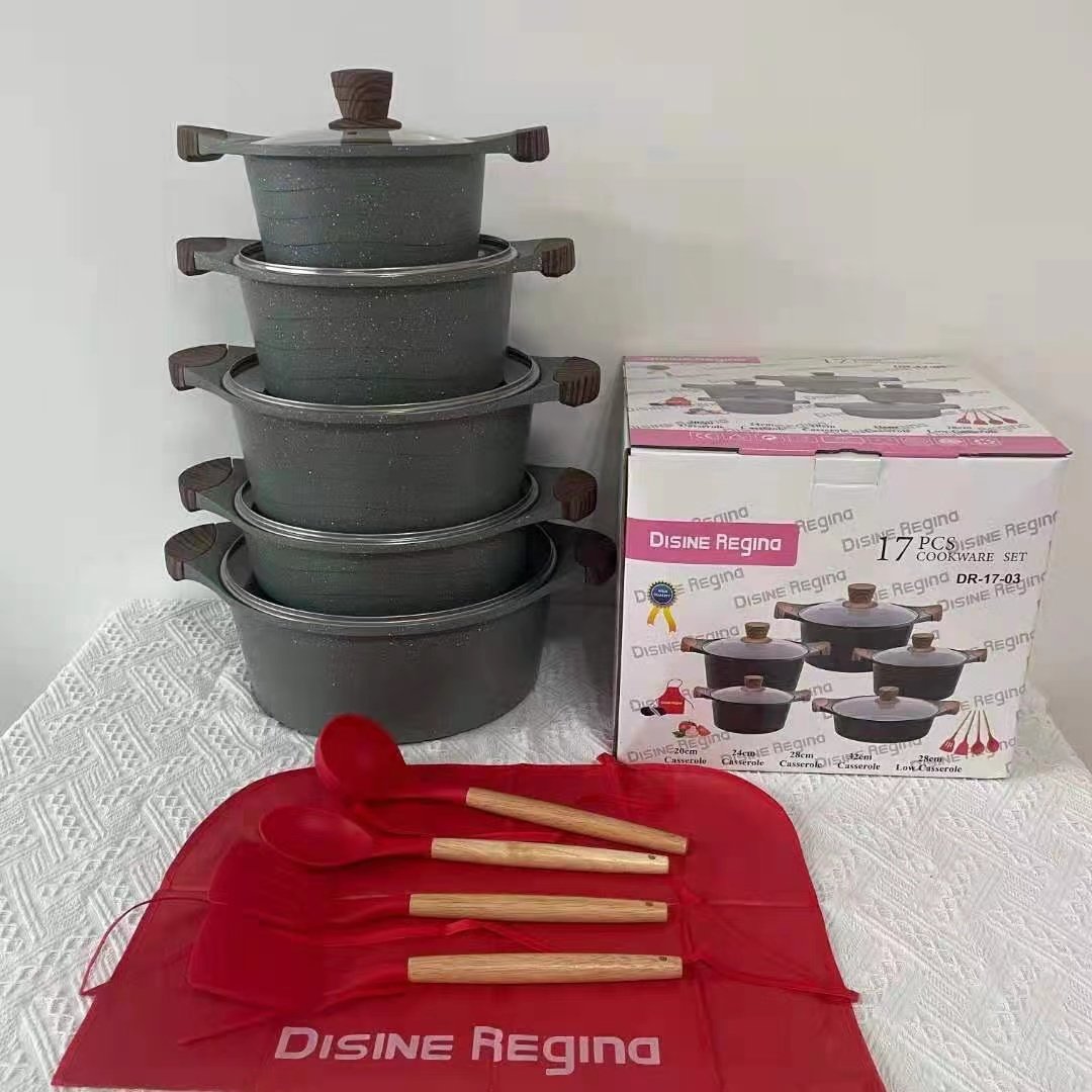 Cooking Casseroles Pots Sets Cooking Cookware Outdoor Cookware 17 pieces None Stick Pot Set Cookware Set