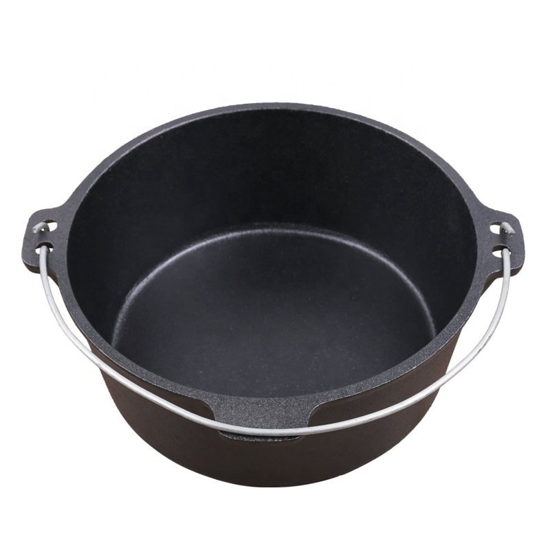 Outdoor Camping Potjie pot Kitchenware Round Casseroles for BBQ Dutch Oven Picnic Cookware Set with Iron Lid Handle Lifter