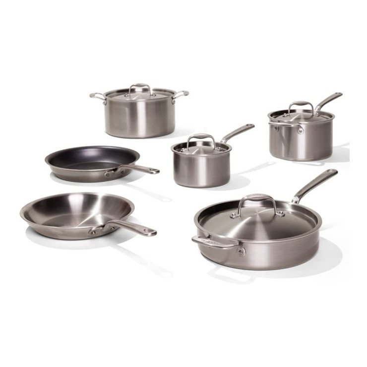 2022 hot sell 10 pieces Induction Kitchenware 5 Ply Stainless Clad Cookware Sets Pots And Pans Set