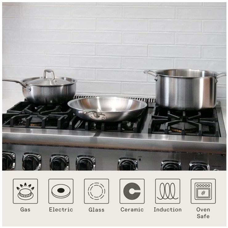 2022 hot sell 10 pieces Induction Kitchenware 5 Ply Stainless Clad Cookware Sets Pots And Pans Set