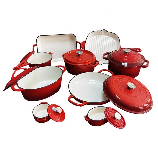 cast iron enamel cookware set