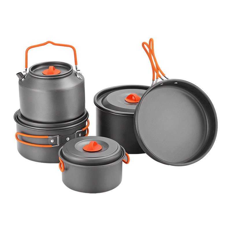 Portable High Temperature Outdoors Camping Cookware Set Non Stick Pot Boiling Kettle