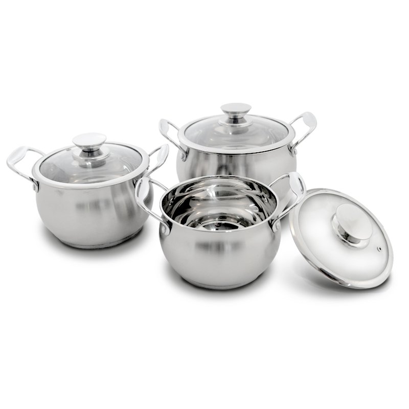Wholesale 6 piece kitchenware set stainless steel mirror polishing OEM supported induction cookware set