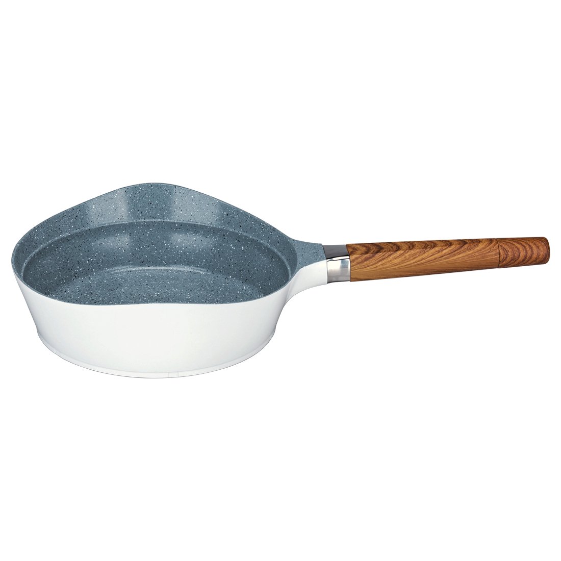 19-piece cookware set Western style inner gray ceramic sprinkled with black and white dots and outer white wood grain handle