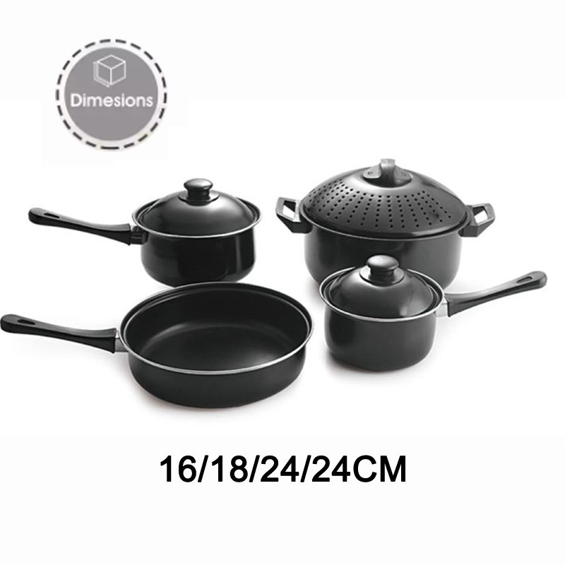 New Design Hot Sale Carbon iron 7-Piece cookware Set including frying pan and soup pot