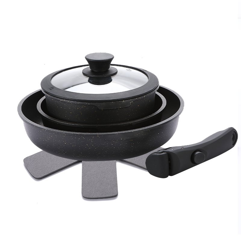 7 Pcs Cheap Kitchen Housewares Non Stick Cookware Set Non Stick Kitchen Pots Camping Cookware Sets
