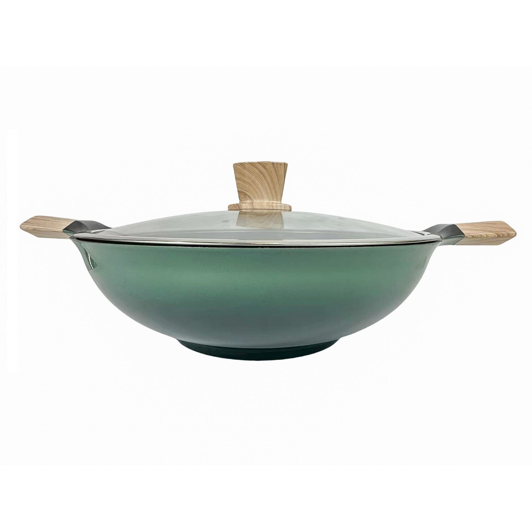 32cm pot Internal black ceramic external shiny green gradient induction non-stick skillet easy to clean ceramic frying