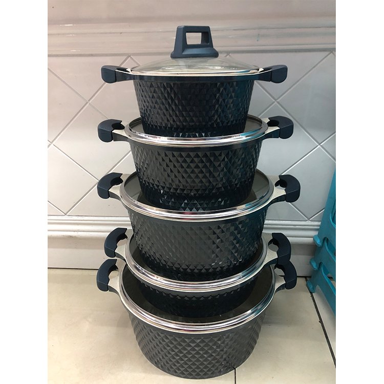 Nonstick Quality Cookware 10PCS Die Casting Black Aluminum Cooking Pot Cookware Set Non Stick