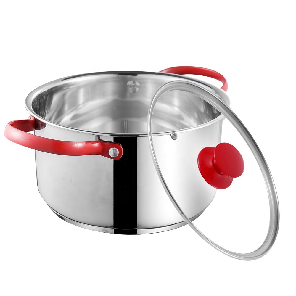 Wholesale Custom Non Stick Pots Kitchen Cookware Set Soup Cooking Stock Pot with Glass Lid