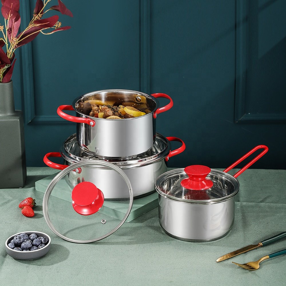 Wholesale Custom Non Stick Pots Kitchen Cookware Set Soup Cooking Stock Pot with Glass Lid