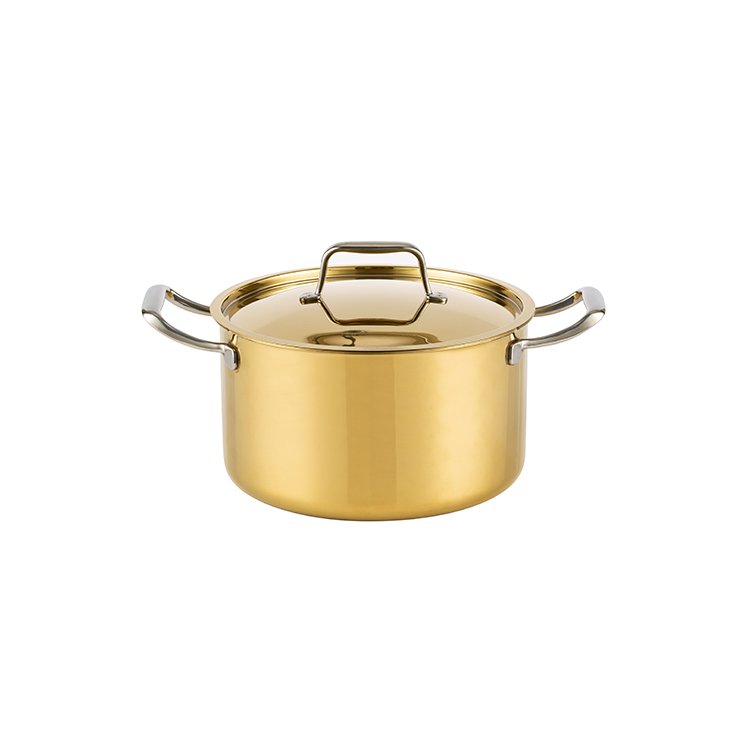 High End Golden PVD Outer 5 Pcs Kitchenware Stainless Steel saucepot and Pans Cookware Set for Cooking Stewing