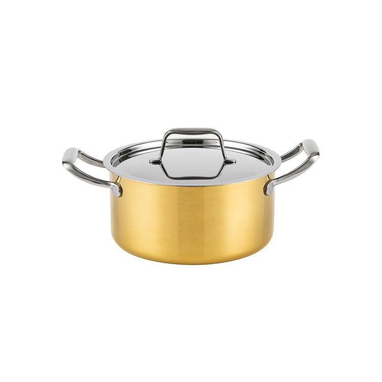 High End Golden PVD Outer 5 Pcs Kitchenware Stainless Steel saucepot and Pans Cookware Set for Cooking Stewing