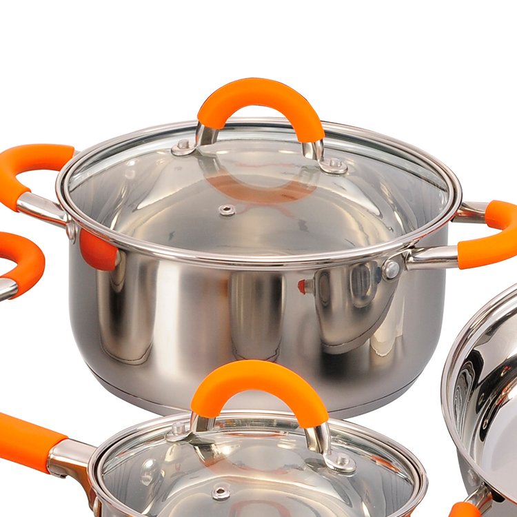 New Design Hotel Kitchen 10Pcs Cooking Pots Stainless Steel Cookware Set With Glass Lid