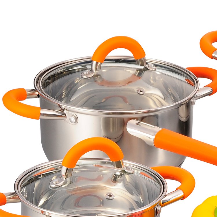 New Design Hotel Kitchen 10Pcs Cooking Pots Stainless Steel Cookware Set With Glass Lid