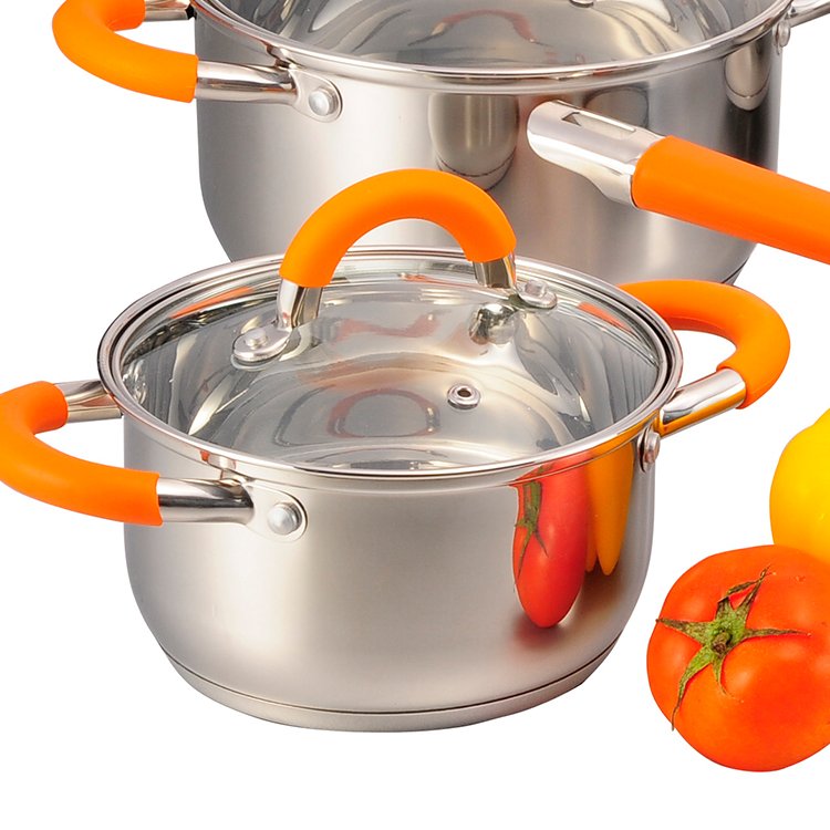 New Design Hotel Kitchen 10Pcs Cooking Pots Stainless Steel Cookware Set With Glass Lid