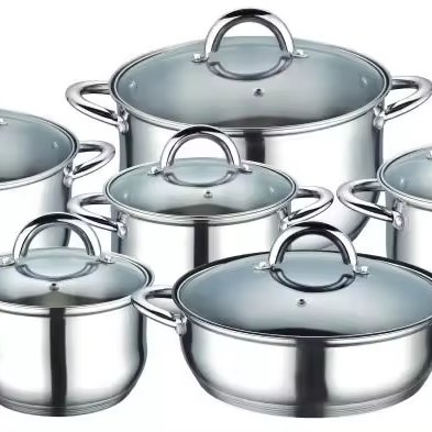 New High Quality 12 Pcs And Jumbo Kitchenware 201/304 Stainless Steel Casserole Cookware set