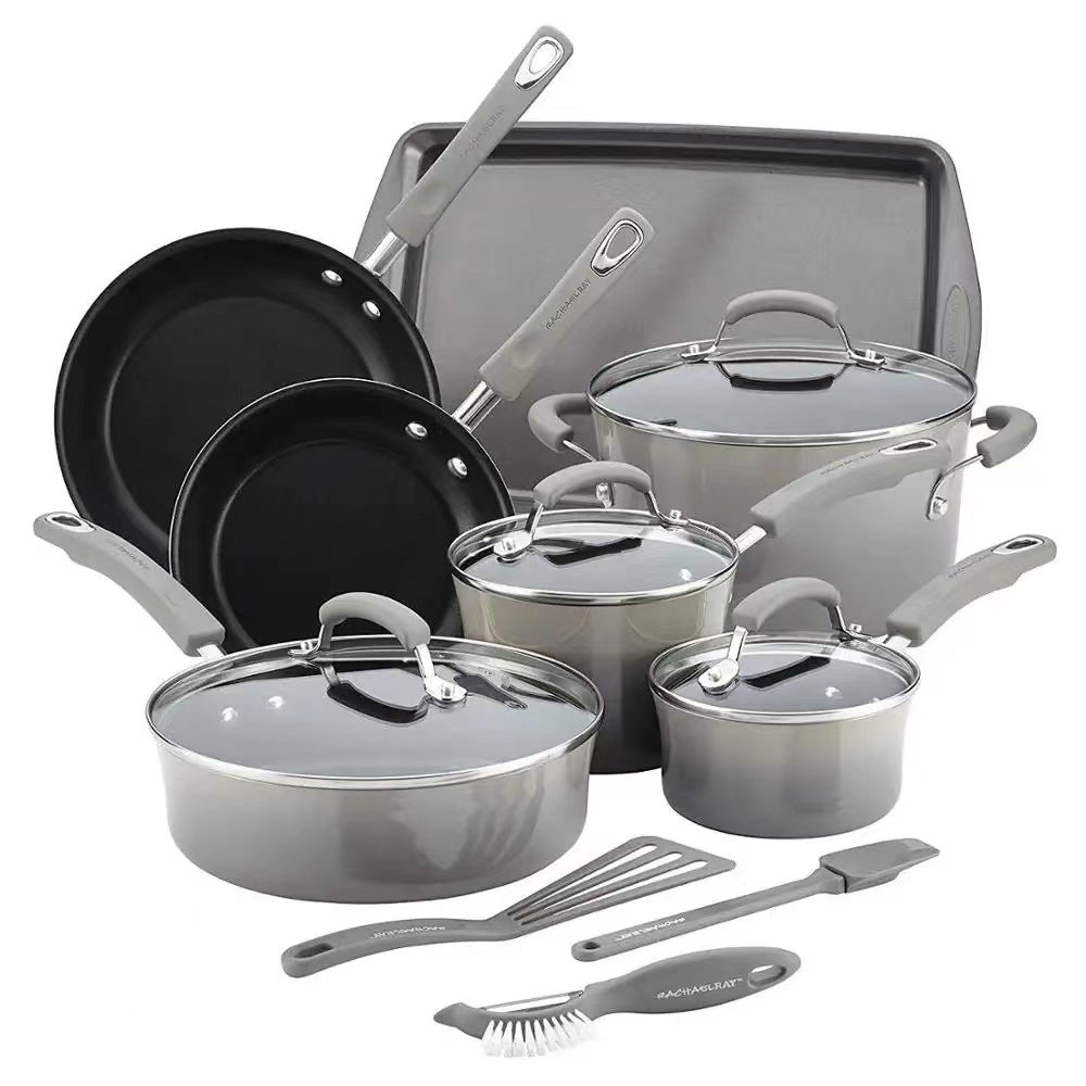 Rachael Ray Classic Brights Hard Engmel Nonstick Cookware set 14-piece kitchenware Pots and Pans Set