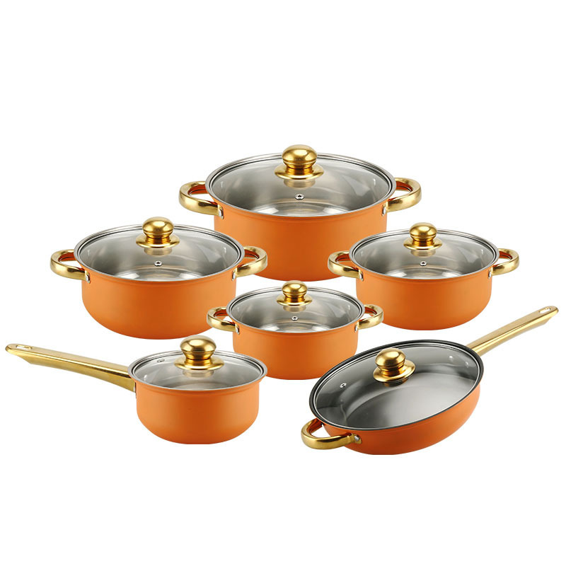 Stainless Steel 12 Pieces Cookware suit Soup pots and pans non-stick cookware set Cooking Fry Pan
