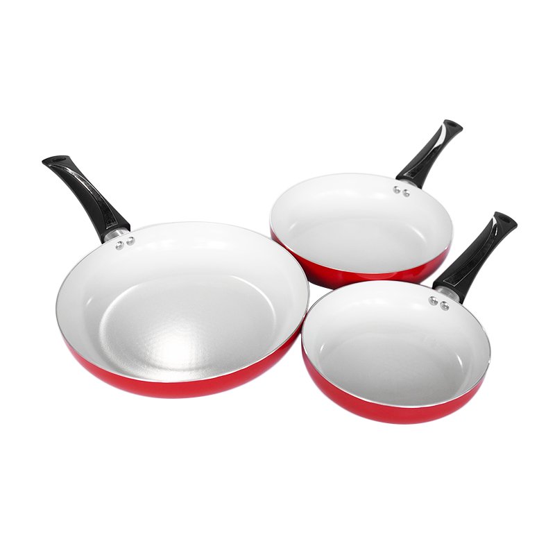 7pcs home cooking red ceramic non stick coating cookware set with bakelite handle