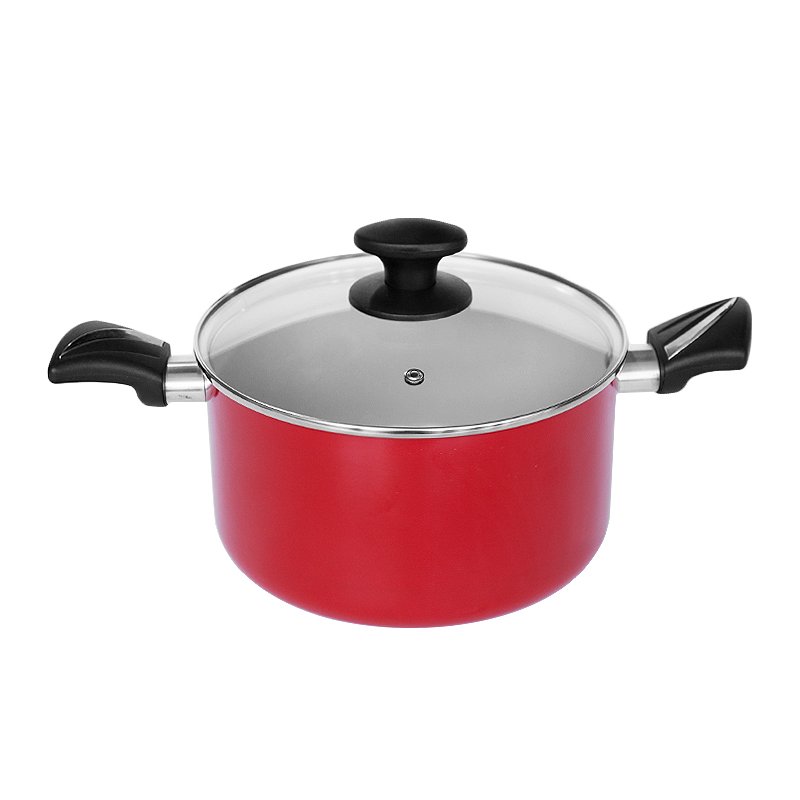 7pcs home cooking red ceramic non stick coating cookware set with bakelite handle