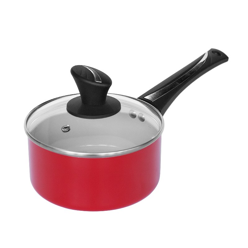 7pcs home cooking red ceramic non stick coating cookware set with bakelite handle