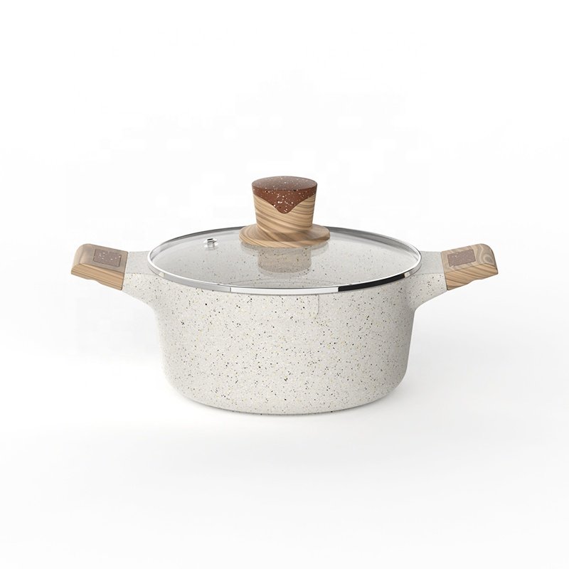 High quality aluminum non stick cookware set wooden handle