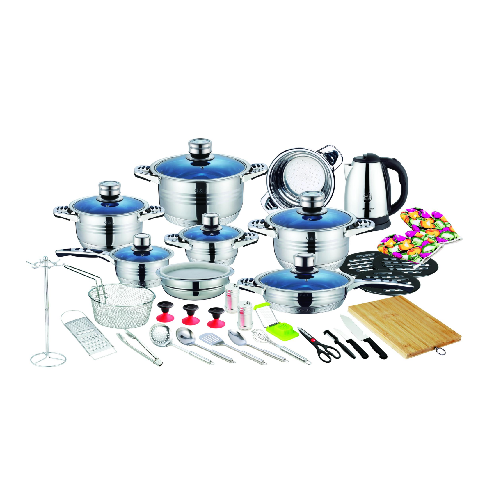 Popular Design With Wide Edge Thermometer Knob Induction Cookware Set Nonstick Kitchen Wear Cooking Pots