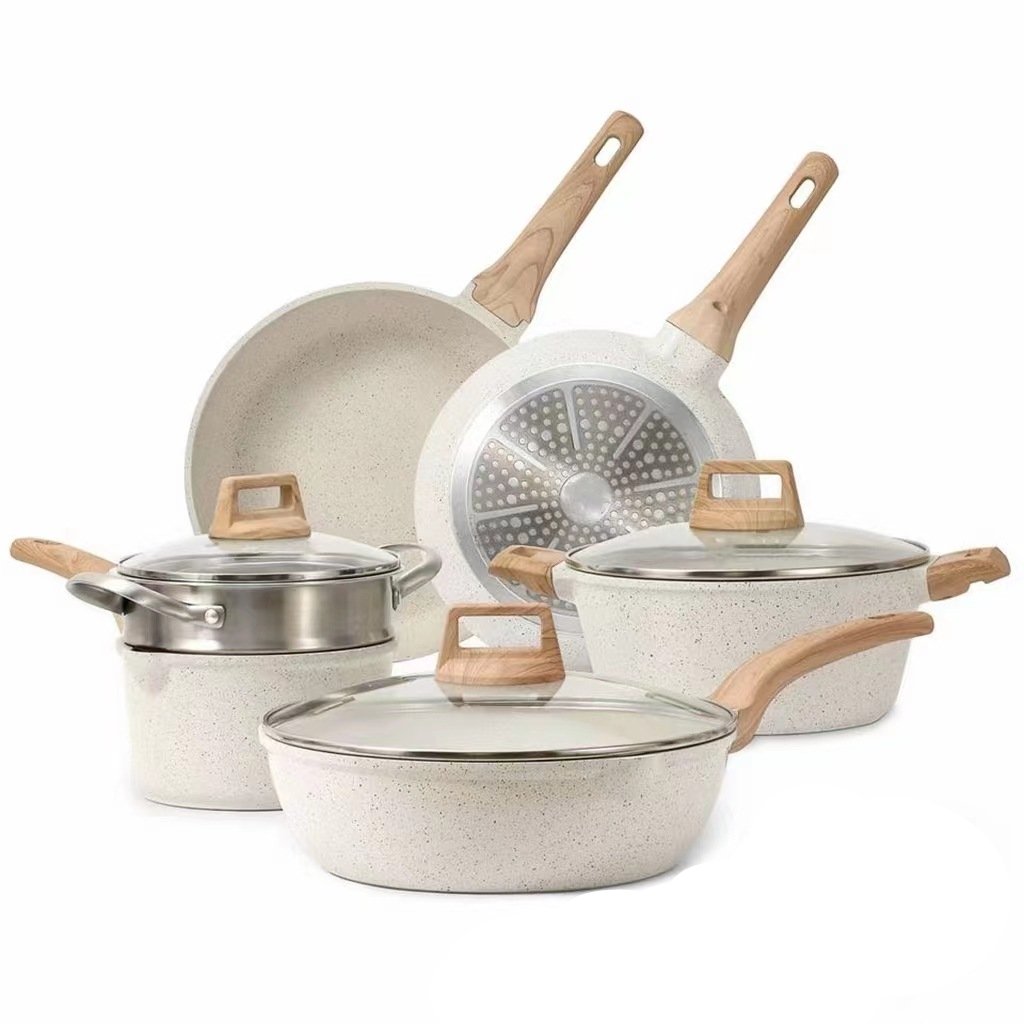 Wholesale Non Stick Cookware Sets Pots And Pans Popular Home Kitchen Pot Sets Frying Pan Aluminum Cooking Pot With Lid