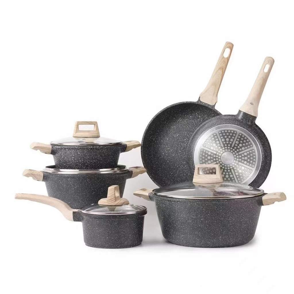 Wholesale Non Stick Cookware Sets Pots And Pans Popular Home Kitchen Pot Sets Frying Pan Aluminum Cooking Pot With Lid