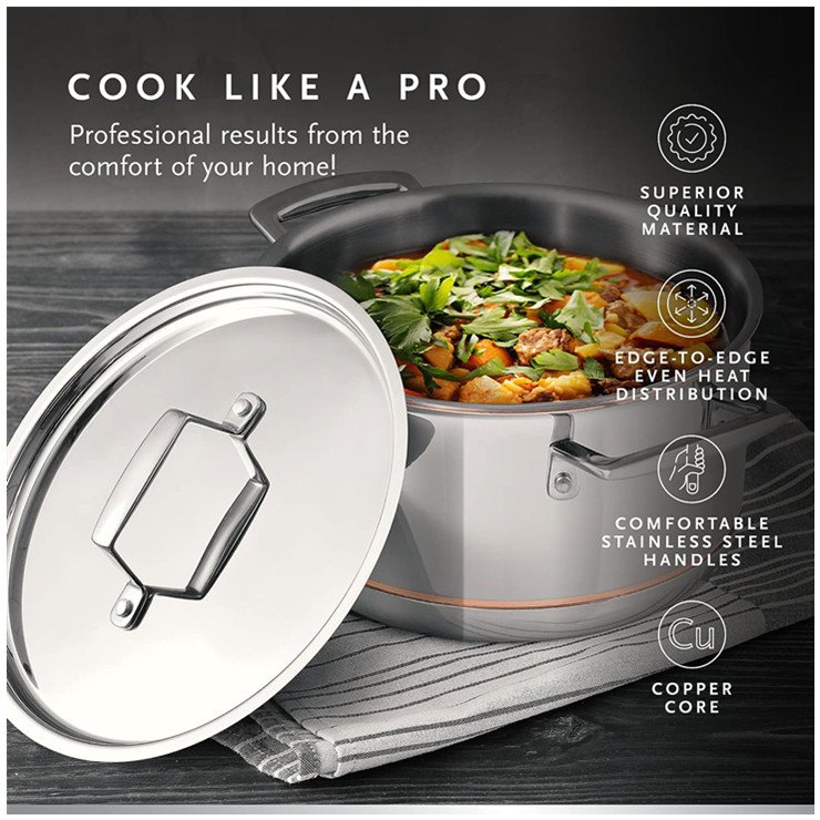 High quality 5(7)pcs 5-ply stainless steel cookware sets kitchenware