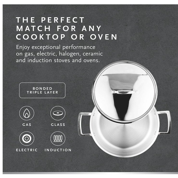 High quality 5(7)pcs 5-ply stainless steel cookware sets kitchenware