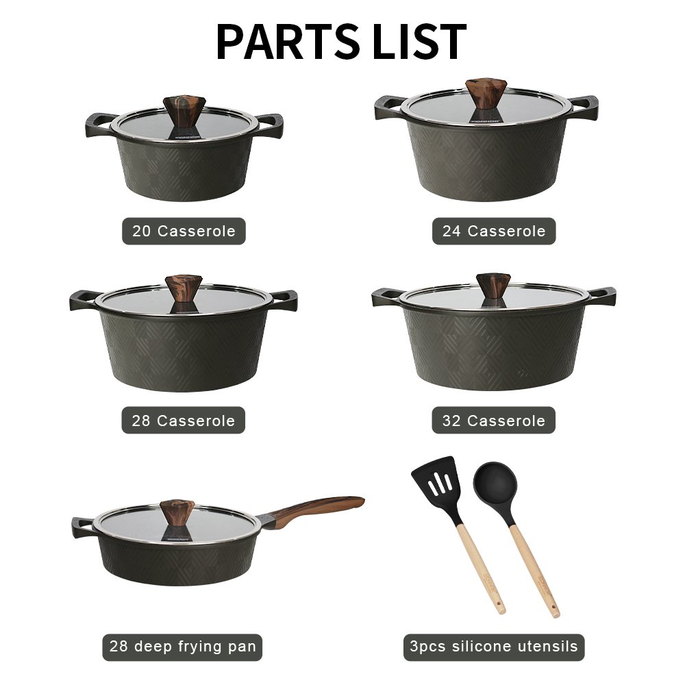 Donnor Magic Series15pcs Drop Shipping Non Stick Die Cast Aluminum Cookware Set