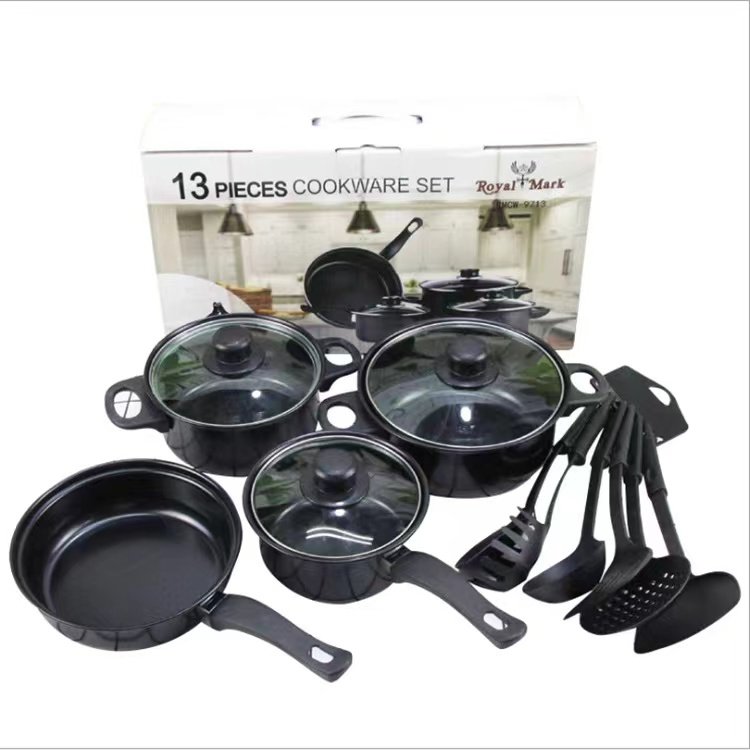 Cook Dinnerware13 pieces pots and pans set with 10 pieces cookware sets Cute set kitchen cookware