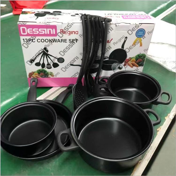 Cook Dinnerware13 pieces pots and pans set with 10 pieces cookware sets Cute set kitchen cookware