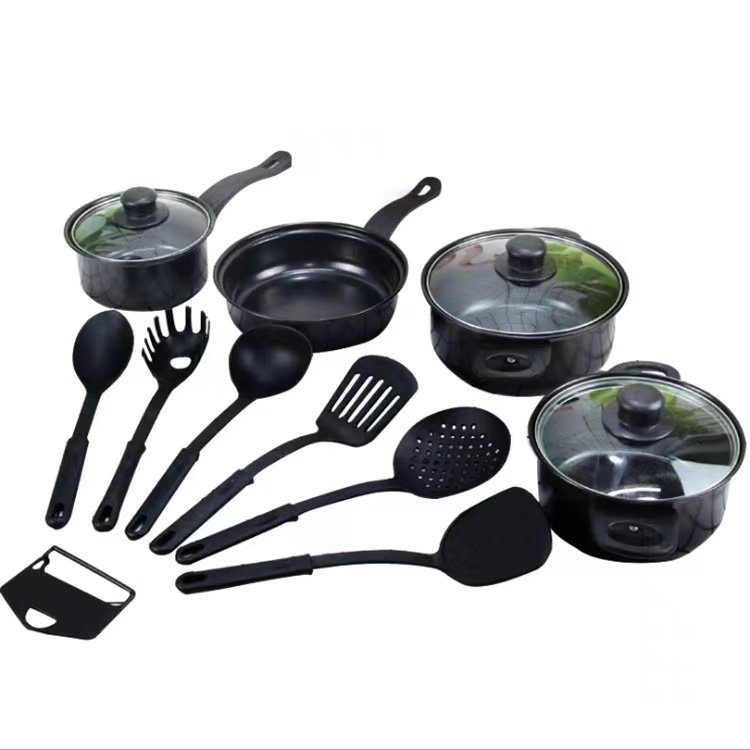 Cook Dinnerware13 pieces pots and pans set with 10 pieces cookware sets Cute set kitchen cookware