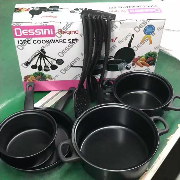 Cook Dinnerware13 pieces pots and pans set with 10 pieces cookware sets Cute set kitchen cookware