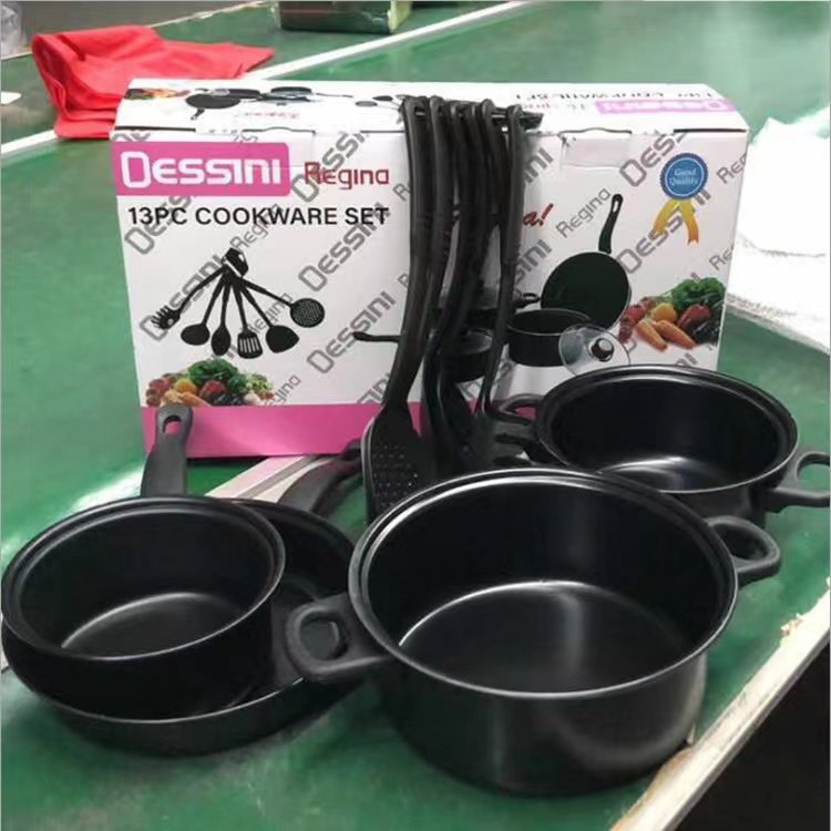 Cook Dinnerware13 pieces pots and pans set with 10 pieces cookware sets Cute set kitchen cookware