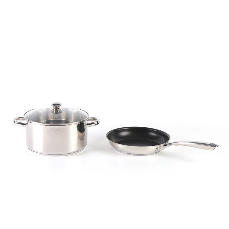 Wholesale customized home kitchen ware casserole SS saucepan stainless steel cooking pot cookware set