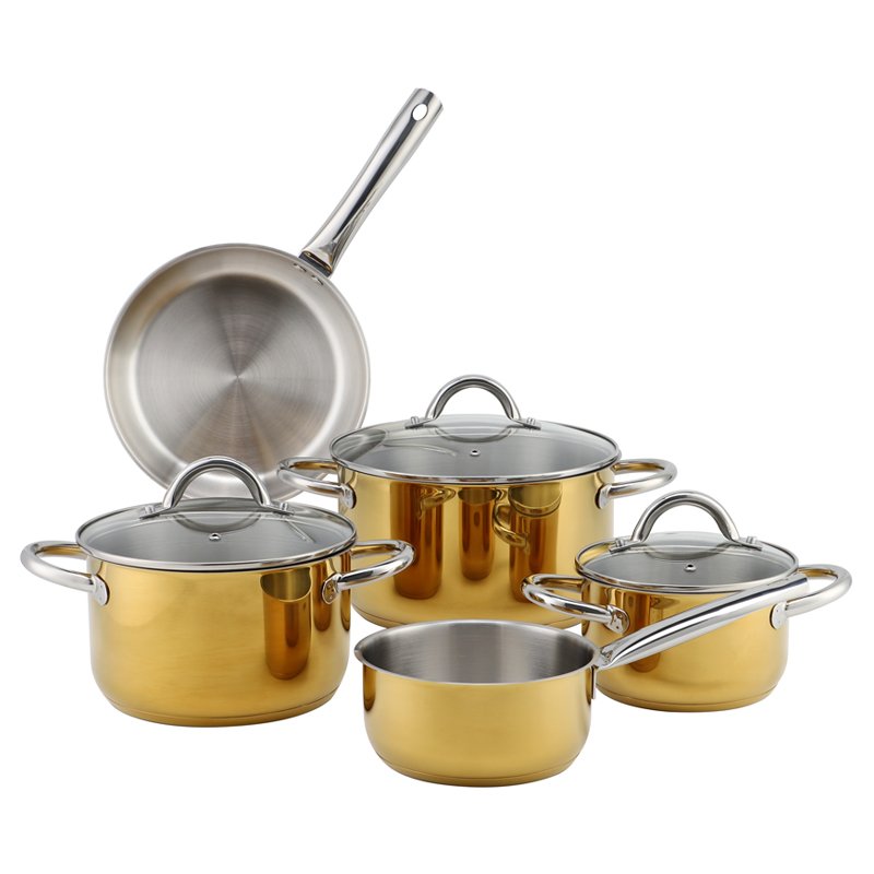 8pcs Non Stick Cookware Set Sauce Pan Frying Pan Stock Pot Stainless Steel Pots And Pans Cooking Set